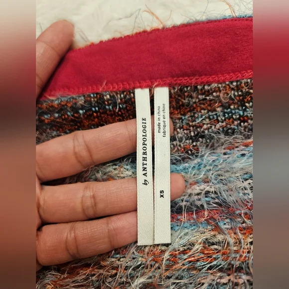 By Anthropologie Rainbow Fuzzy Pullover Sweater XS - Picture 6 of 7